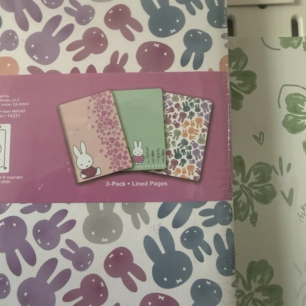 NEW Miffy Pink Sakura Flowers Notebooks Trio 3 Pack Journals 80 Lined Pages Each